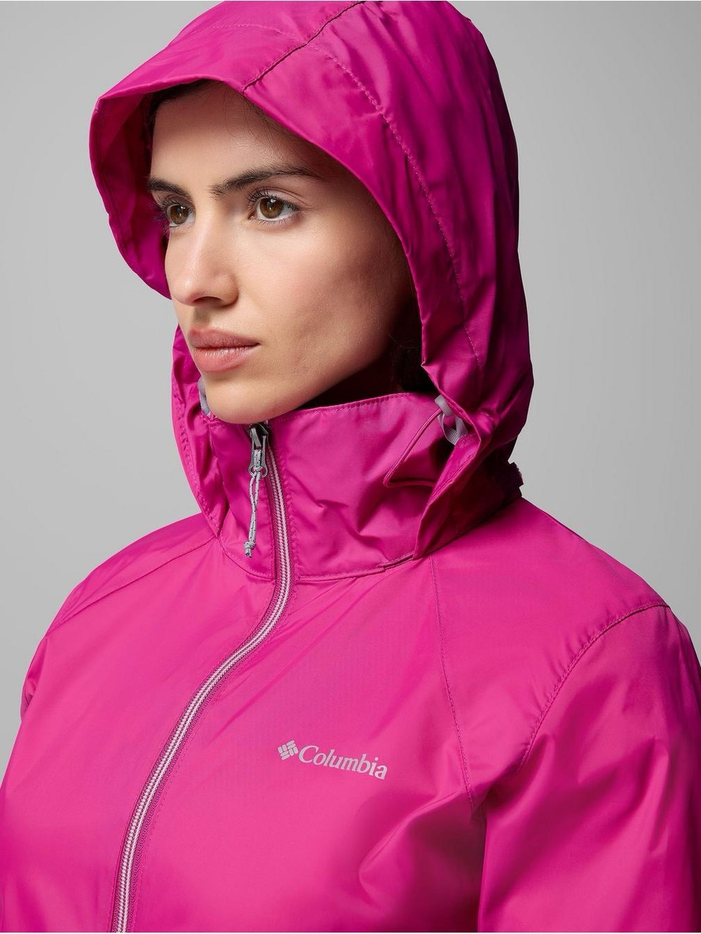 Columbia Switchback Packable Fuchsia Hooded Lightweight Rain Jacket Size 3x Gorp